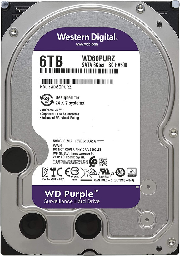 هارد دیسک اینترنال وسترن دیجیتال مدل Purple WD63PURZ ظرفیت 6 ترابایت